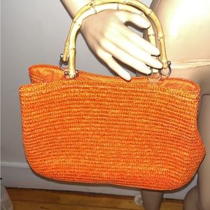 Orange straw bag